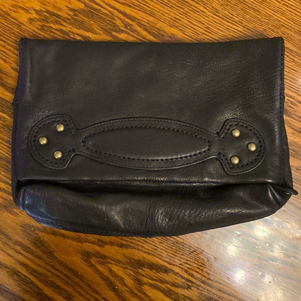 Black leather clutch